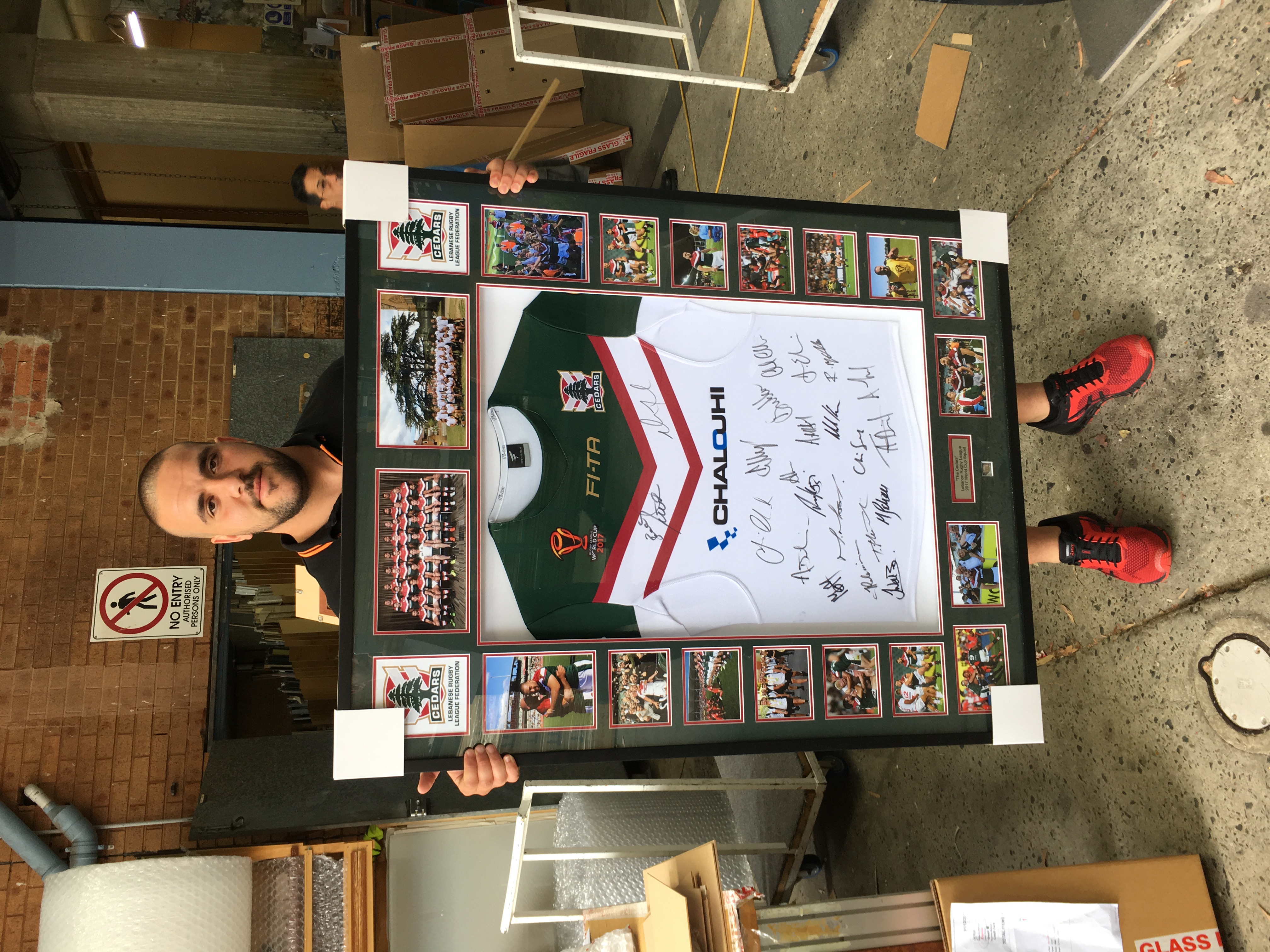 Cedars Lebanon rugby jersey framed with plaque and photos